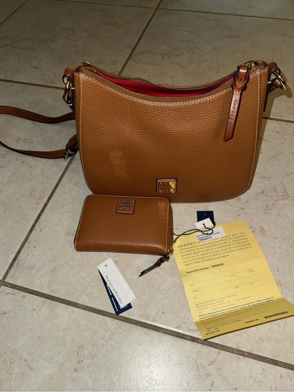 Dooney & Bourke Tan Pebbled Leather Crossbody with Matching Wallet